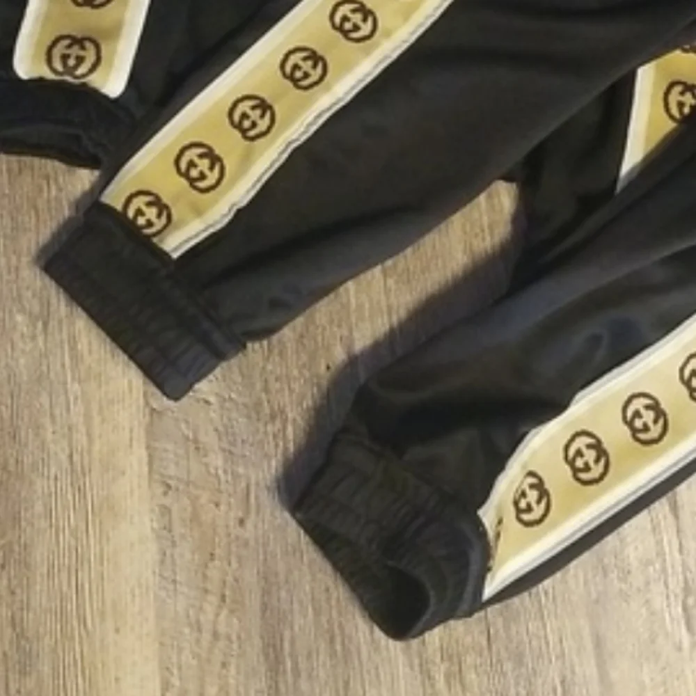 Gucci GG Small Monogram Legs Black Tan Reflective Trim Track Suit Jogger Bottoms - Picture 9 of 12